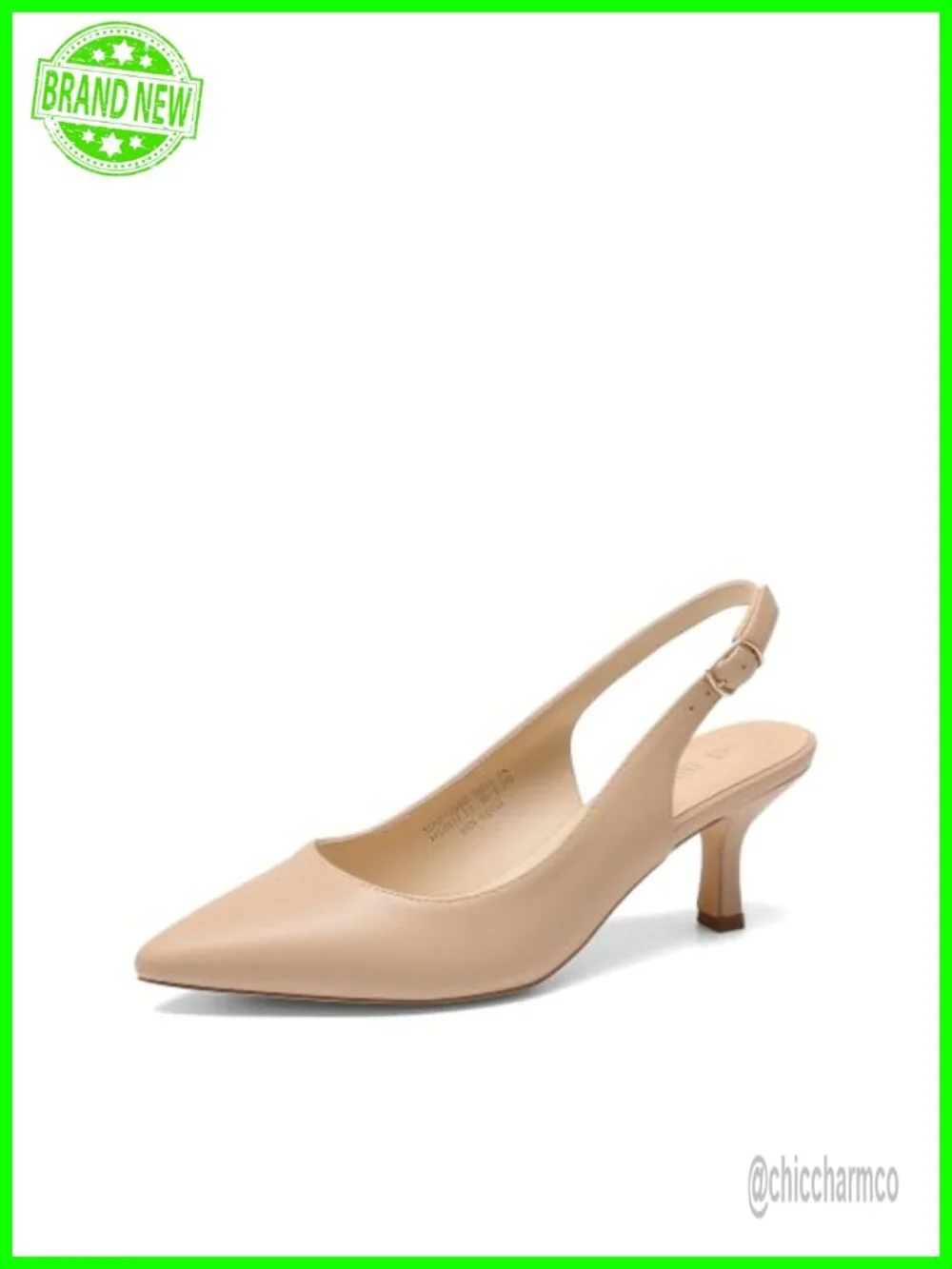 Faux Leather Slingback Kitten Heels Pointed Toe Pumps for Party Office